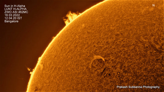 Sun in H-Alpha. North East quadrant, Flare that lasted 25mins of my observation.