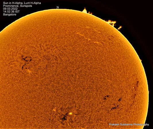 Prominence North-West Limb, Sunspots.