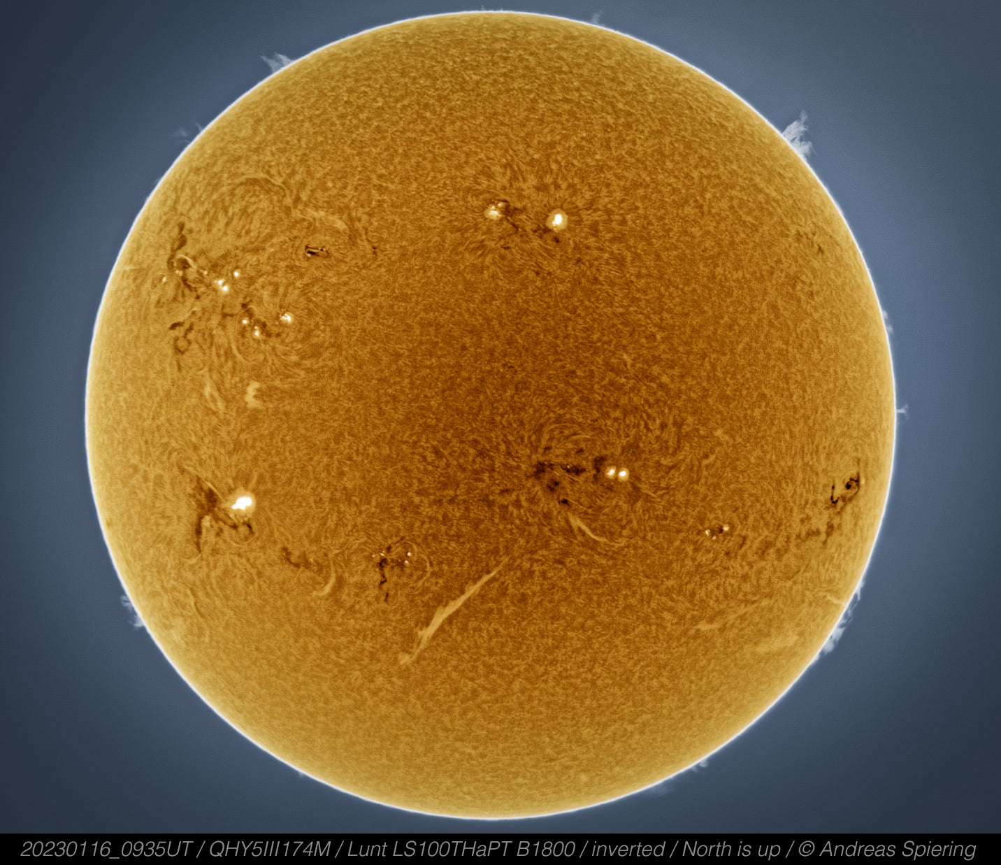 full disk with nine active region inverted – Lunt Solar Systems