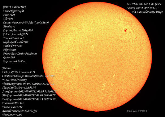 Sun on the 9th July 2023  1302 GMT in Ha