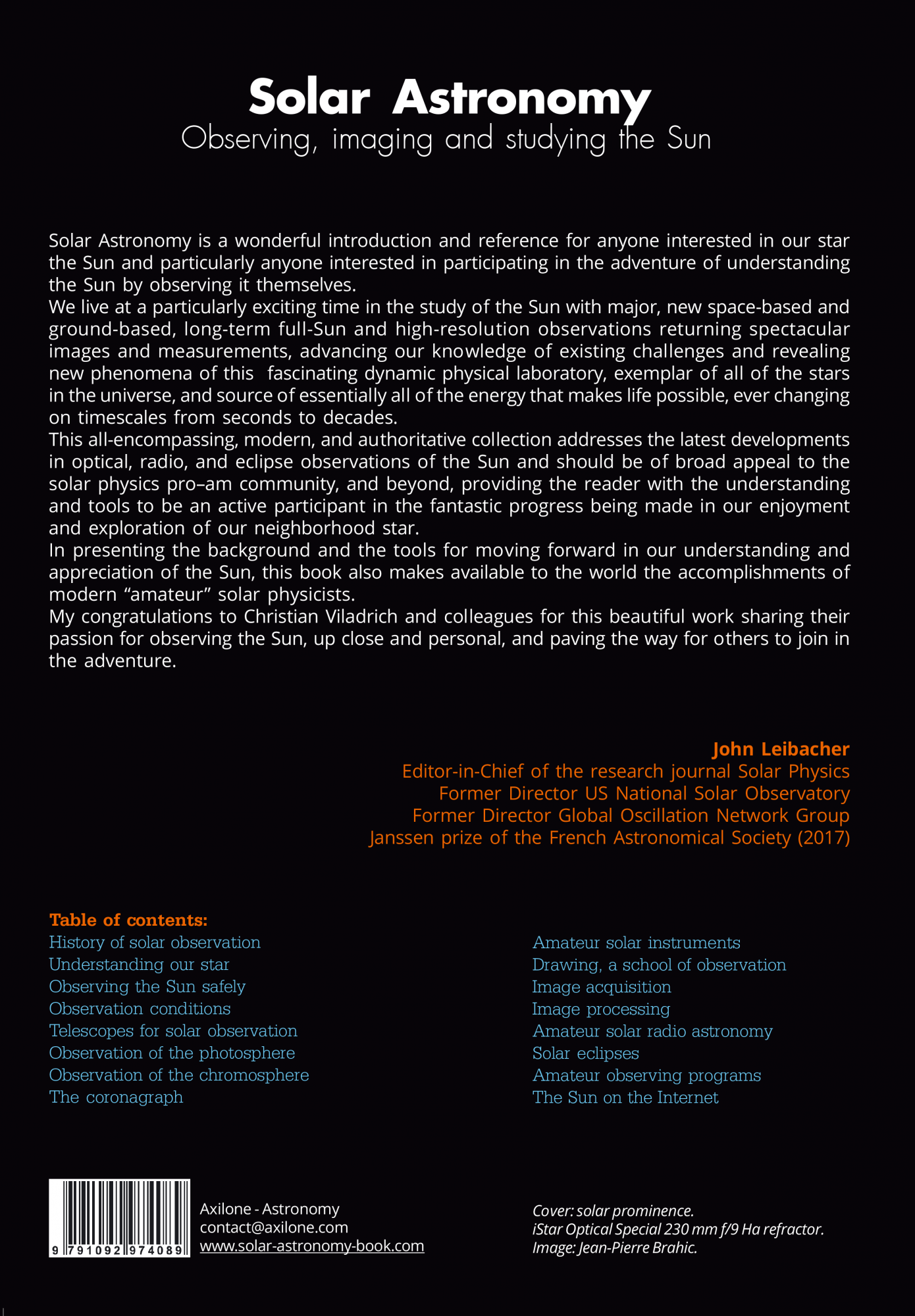 Solar Astronomy Book - Observing, imaging and studying the Sun