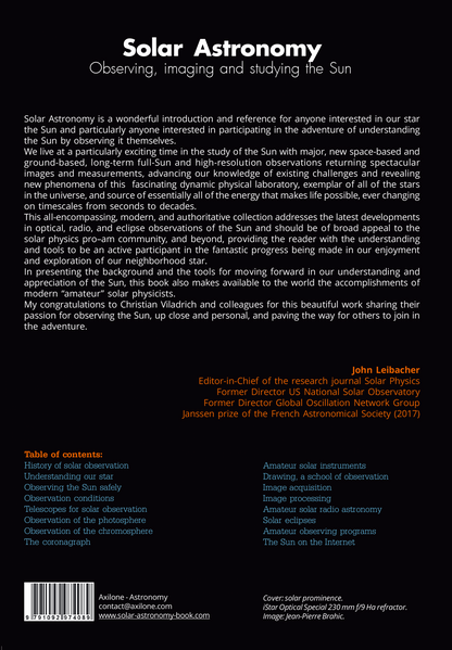 Solar Astronomy Book - Observing, imaging and studying the Sun