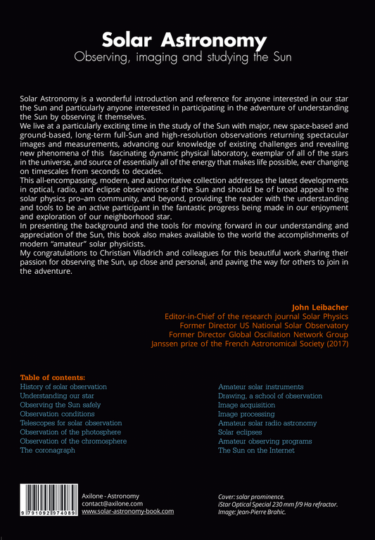 Solar Astronomy Book - Observing, imaging and studying the Sun